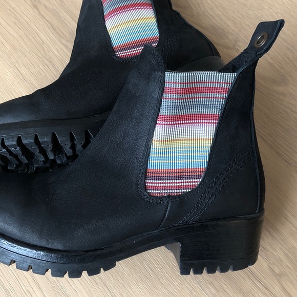 Bueno Women's Florida Boots, Black Leather with fun Multi-Colour Elasti, Size 38 - Picture 8 of 13